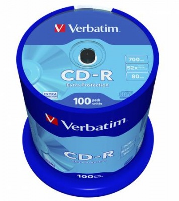 CD-R lemez, 700MB, 52x, 100 db, hengeren, VERBATIM "DataLife"