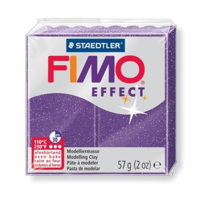 Gyurma, 57 g, égethető, FIMO "Effect", csillámos bíborlila